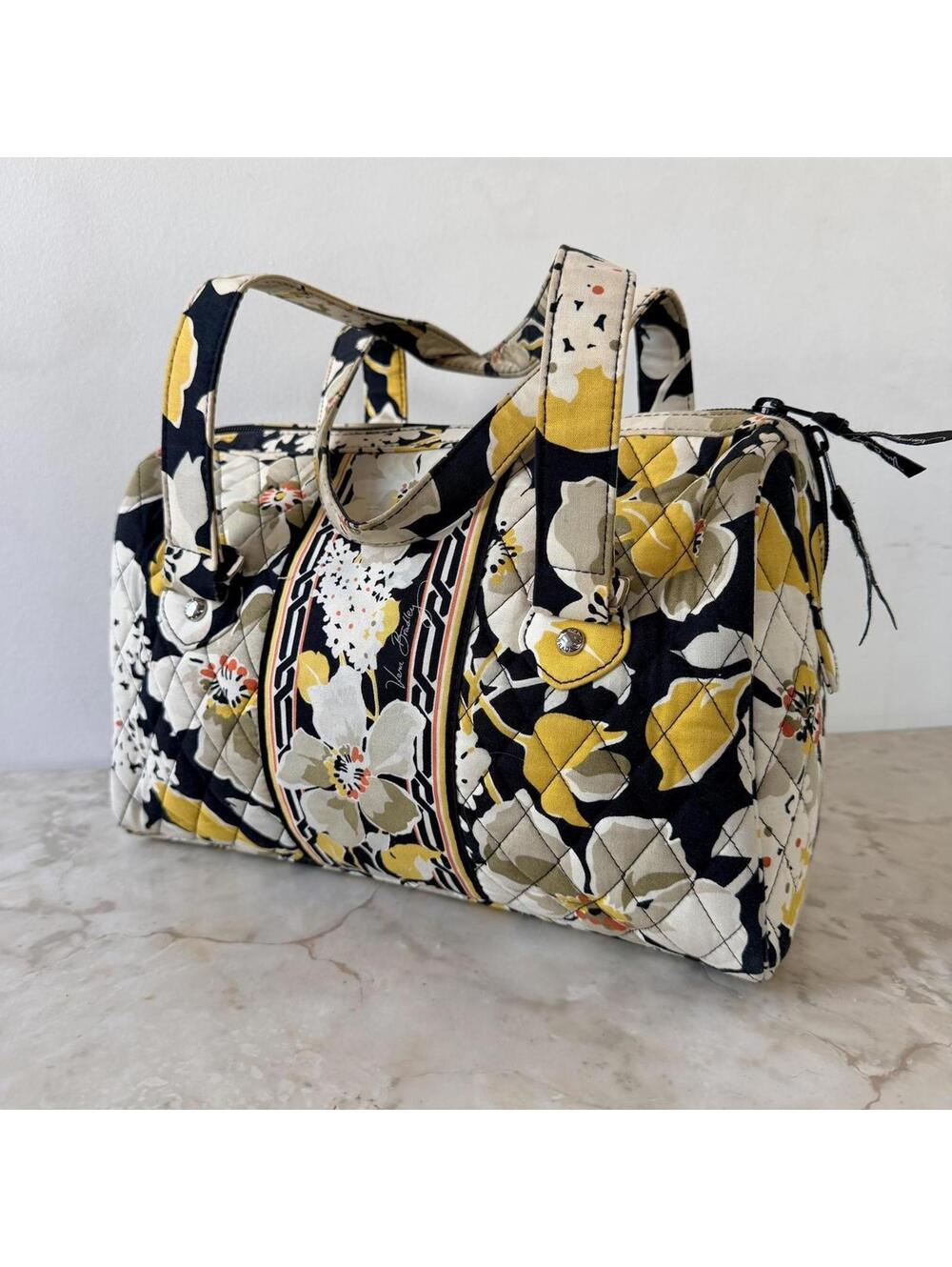 Vera Bradley Dogwood Quilted Barrel Satchel Bag
